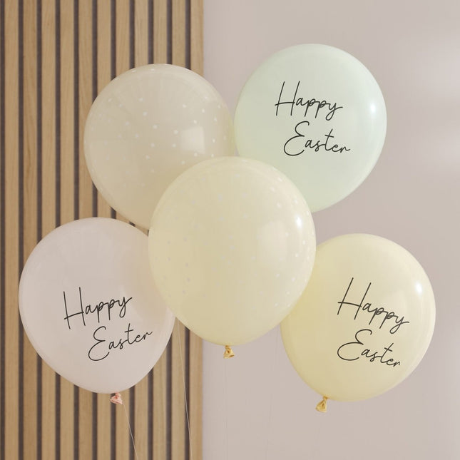 Pasen Ballonnen Happy Easter 30cm 5st van Ginger Ray koop je bij Partywinkel