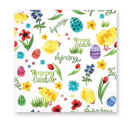 Pasen Servetten Wit Happy Easter 33cm 20st van Procos koop je bij Partywinkel