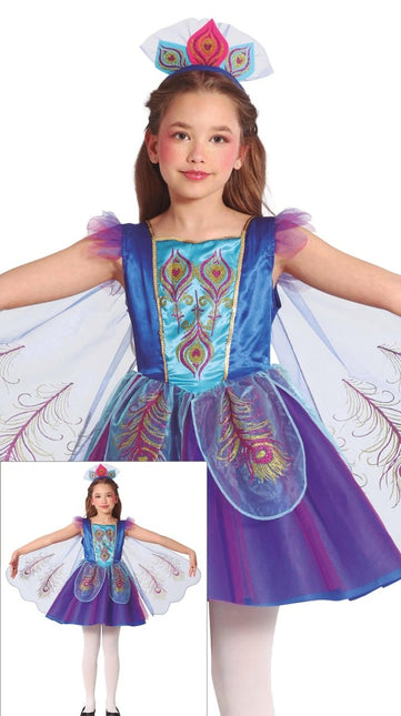 Pauw Kostuum Blauw Paars Meisje van Fiestas Guirca koop je bij Partywinkel