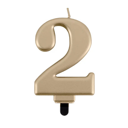 2-års-ljus, guld, 8 cm