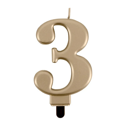 3-års-ljus, guld, 8 cm
