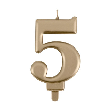 5-års-ljus, guld, 8 cm