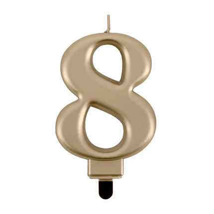 8-års födelsedagsljus, guld, 8 cm