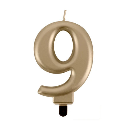 9-års-ljus, guld, 8 cm