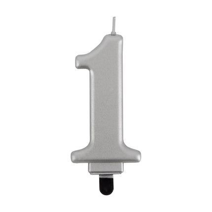 1-års-ljus, silvermetallic, 7 cm
