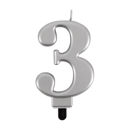 3-års-ljus, silvermetallic, 7 cm