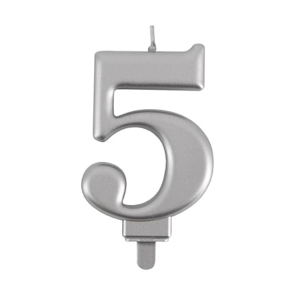 5-års-ljus, silvermetallic, 7 cm