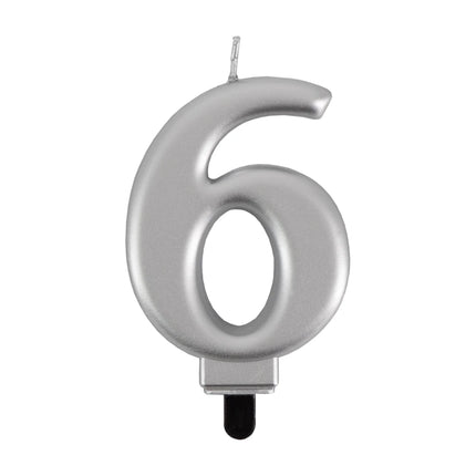 6-års-ljus, silvermetallic, 7 cm