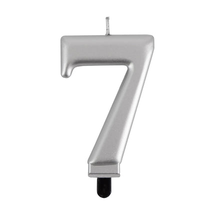 7-års-ljus, silvermetallic, 7 cm