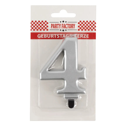4-års-ljus, silvermetallic, 7 cm