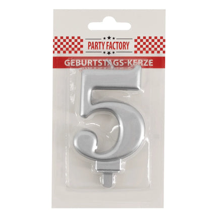 5-års-ljus, silvermetallic, 7 cm