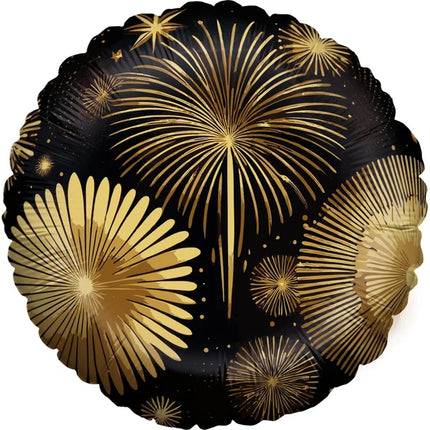 Gott nytt år – Heliumballong, svart och guld, fyrverkeri, tom, 45 cm