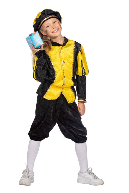 Pietenpak Kind Geel/Zwart Luxe van Wilbers & Wilbers koop je bij Partywinkel