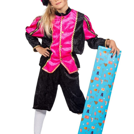Pietenpak Kind Roze/Zwart Luxe van Wilbers & Wilbers koop je bij Partywinkel