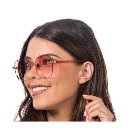 Roze Randloze Bril met Kleurverloop