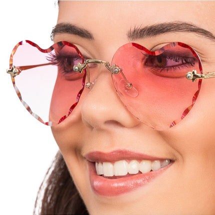 Roze Hartjesbril met Goudkleurige Details