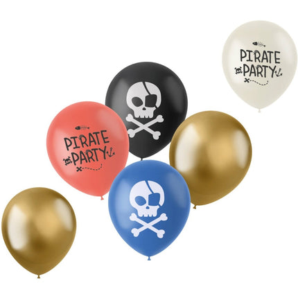 Piraat Ballonnen Gekleurd 33cm 6st van Folat koop je bij Partywinkel