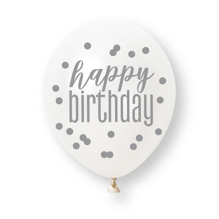 6ct Glitz Blue Happy Birthday Pearl Premium 30cm Latex Balloons