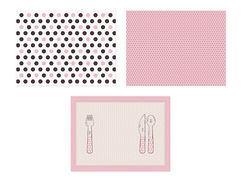 Placemats Roze Zwart 40cm 6st van Partydeco koop je bij Partywinkel