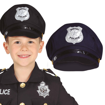 Politie Pet Zwart Kind van Fiestas Guirca koop je bij Partywinkel