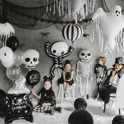 Pompoen Helium Ballon Zwart Wit Leeg 39cm van Partydeco koop je bij Partywinkel