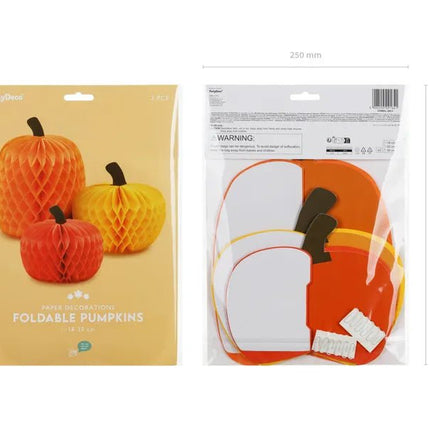 Pompoen Honeycombs Oranje 3 delig van Partydeco koop je bij Partywinkel