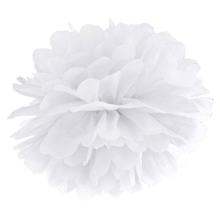 Pompon Wit 25cm van Partydeco koop je bij Partywinkel