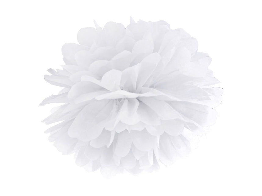 Pompon Wit 35cm van Partydeco koop je bij Partywinkel