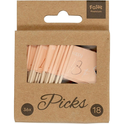 Prikkers 18 Jaar Rose Goud 6,5cm 36st van Folat koop je bij Partywinkel