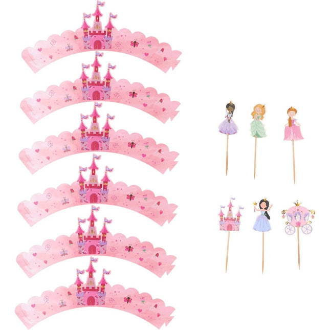 Prinsessen Cupcake Toppers 6st van Folat koop je bij Partywinkel