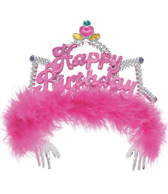 Prinsessen Kroontje Happy Birthday Roze van Unique koop je bij Partywinkel