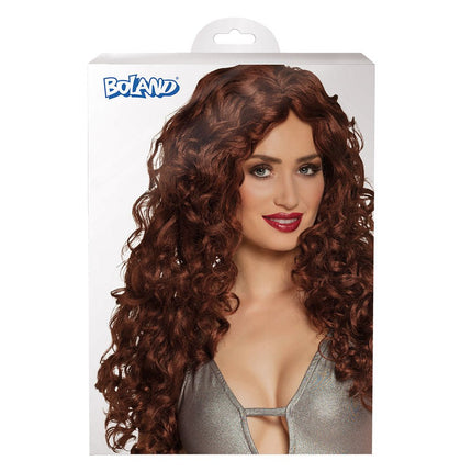 Pruik Lang Haar Krul Bruin van Boland koop je bij Partywinkel