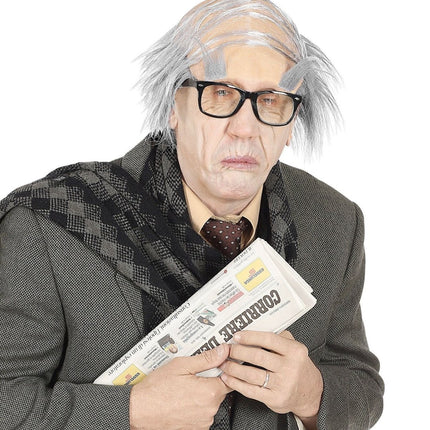 Pruik Oude Man Met Wenkbrauwen van Widmann koop je bij Partywinkel