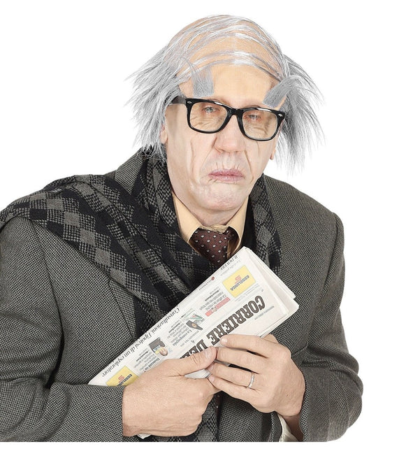 Pruik Oude Man Met Wenkbrauwen van Widmann koop je bij Partywinkel