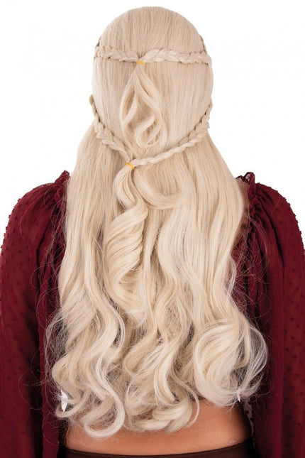 Pruik Queen Dainerys Lang Met Vlechten Blond van PartyXplosion koop je bij Partywinkel