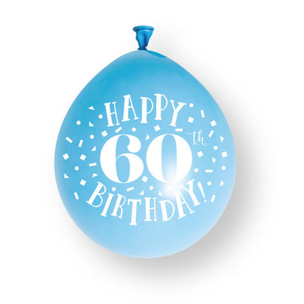 10 st. ”Happy 60th Birthday”-ballonger i latex, 23 cm