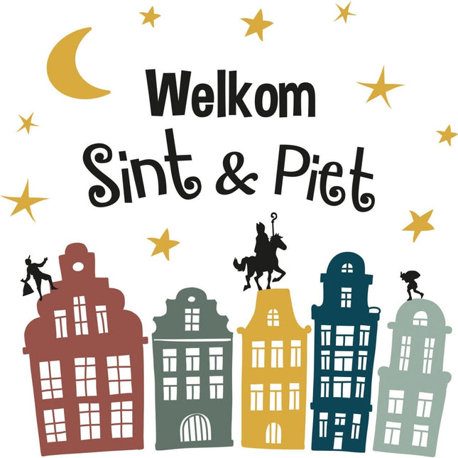Raamstickers Welkom Sint En Piet 5st van Folat koop je bij Partywinkel