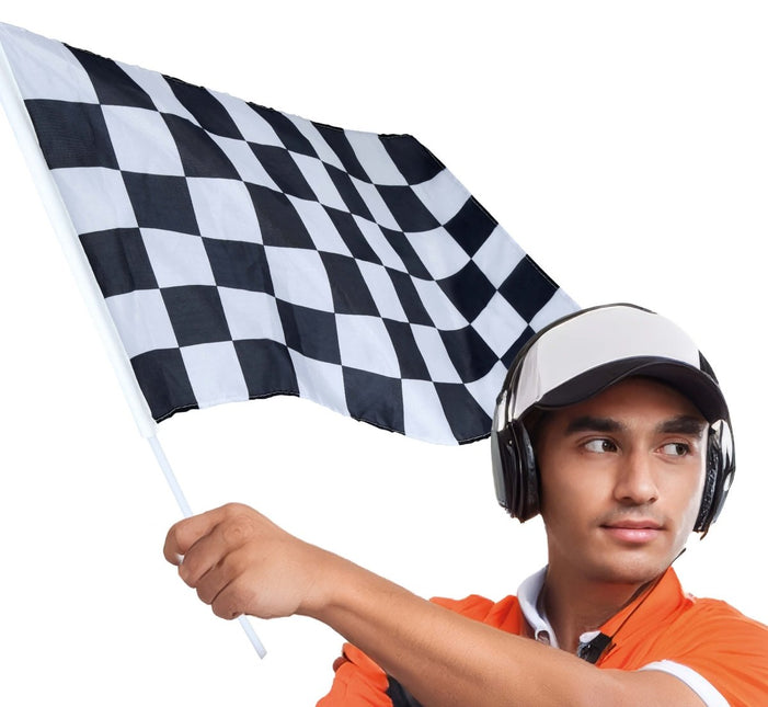 Race Vlag Zwart Wit 45x30 cm van Fiestas Guirca koop je bij Partywinkel