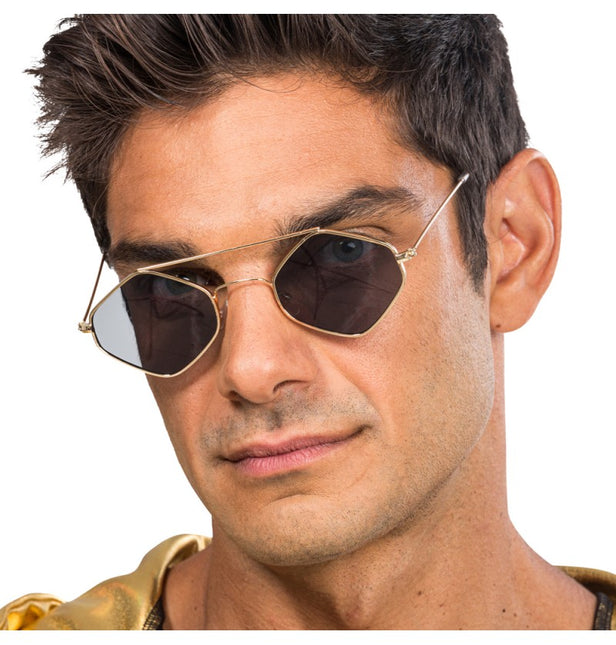 Rapperglasögon - med rutig metallbåge - 14 cm x 13,5 cm x 4,6 cm