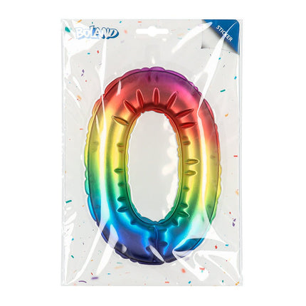 Regenboog 0 Jaar Stickers Folieballon 20cm van Boland koop je bij Partywinkel