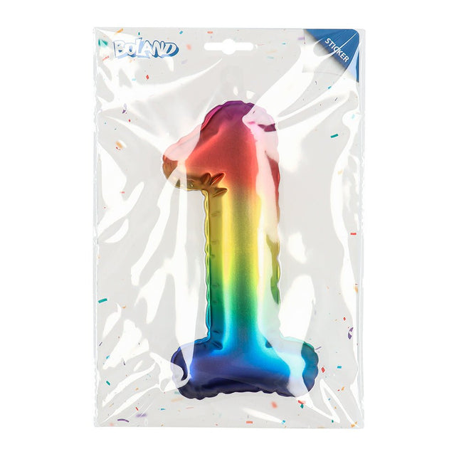 Regenboog 1 Jaar Stickers Folieballon 20cm van Boland koop je bij Partywinkel
