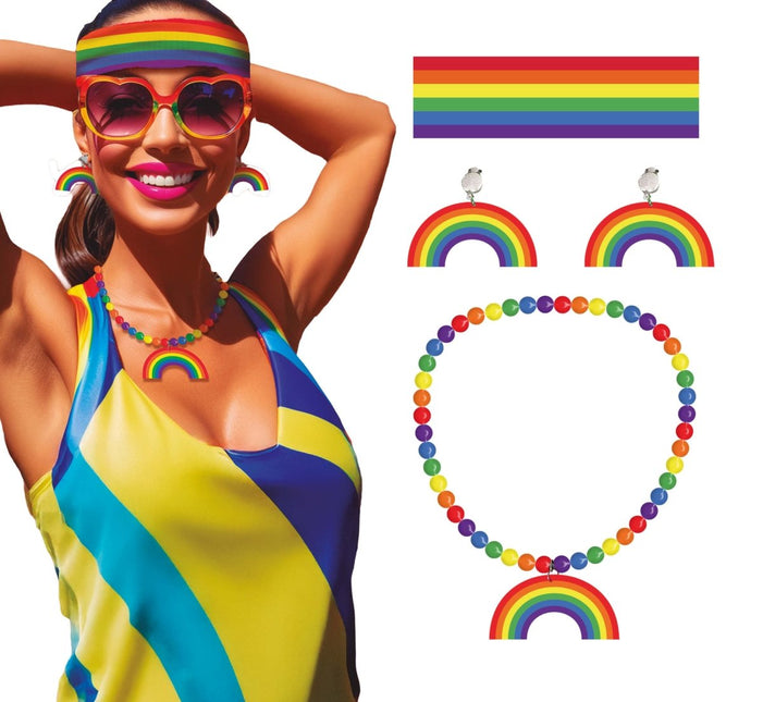 Regenboog Accessoireset 3 delig van Fiestas Guirca koop je bij Partywinkel