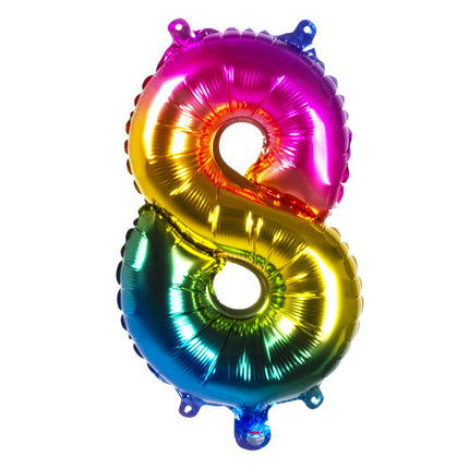 Regenboog Cijfer Ballon 8 Jaar 36cm van Boland koop je bij Partywinkel