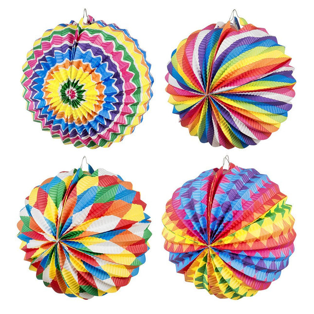 Regenboog Lampionnen Ballon 22cm 12st van Boland koop je bij Partywinkel