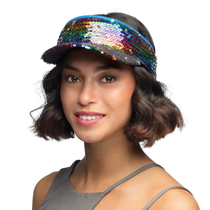 Regenboog Zonneklep Pailletten van Boland koop je bij Partywinkel