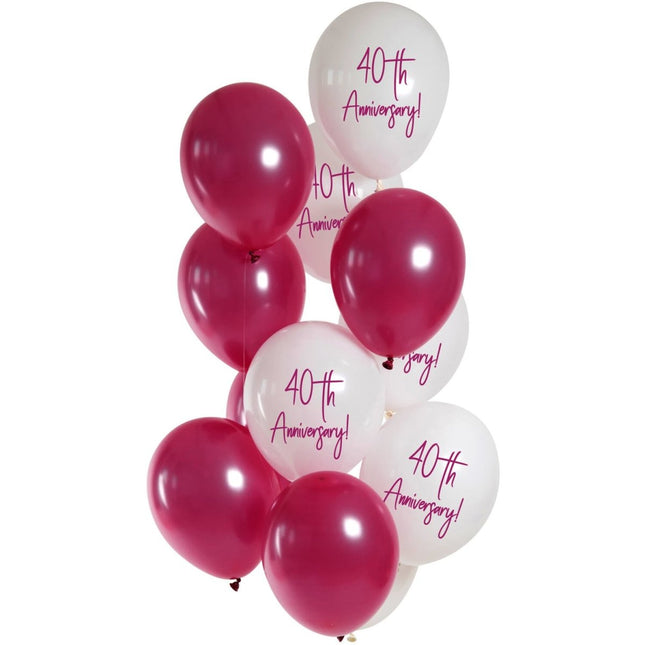 Rode Ballonnen 40 Jaar 33cm 12st van Folat koop je bij Partywinkel