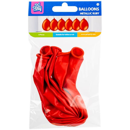 Rode Ballonnen Metallic 30cm 6st van Paper Dreams koop je bij Partywinkel