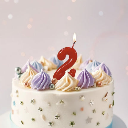 Rode Kaars 2 Jaar 5,5cm van Fiestas Guirca koop je bij Partywinkel