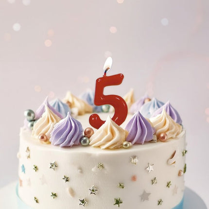Rode Kaars 5 Jaar 5,5cm van Fiestas Guirca koop je bij Partywinkel