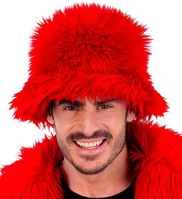Rood Bucket Hat Pluche van Widmann koop je bij Partywinkel